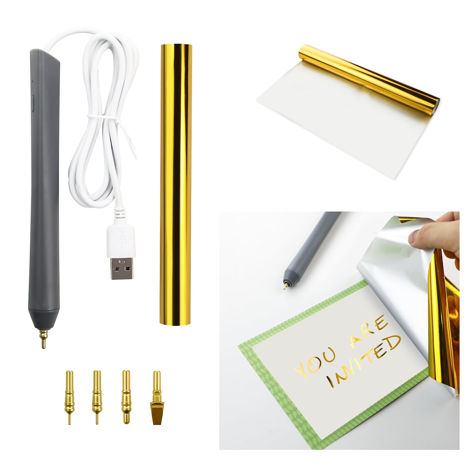 Amazon.com: Heated Hot Foil Pen Scrapbooking Tool with 4
